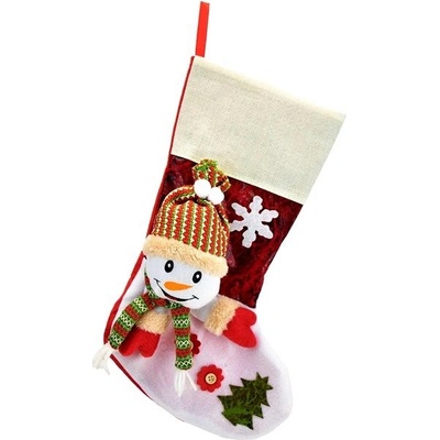 DOMMIO Vianočná dekorácia pančucha so snehuliakom 43 cm