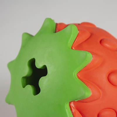 Duvo Plus - Гумена играчка с диспенсър за лакомства за кучета във форма на ягода, 8, 3Х8, 3Х9, 8 см