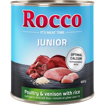 Rocco 24x800г птиче и дивеч +ориз +калций Rocco Junior консервирана храна
