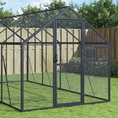 Vidaxl Voliéra antracitová 1,79 x 4 x 1,85 m hliník