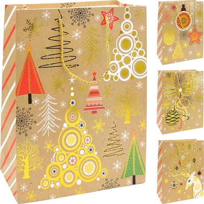 Dárková taška vánoční 9092 velikost L 30 x 12 x 42 cm (mix 4 vzorů)
