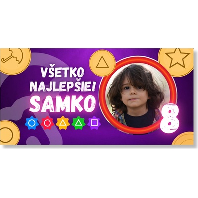 Personal Narodeninový banner s fotkou - Squid game Rozmer banner: 130 x 65 cm