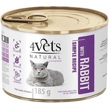 4Vets Cat Natural Simple Recipe Sterilised with Rabbit 185 g