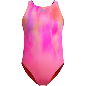Speedo Детски бански костюм Speedo Kid's Print Pulseback One Piece Swimsuit - Pink Lemonade/Neon Violet - размер 152 (EU) (750-2742-0115)
