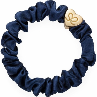 By Eloise London Gold Heart Silk Scrunchie barva Navy Blue