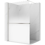 Mexen Kioto+ душ преграда с рафт Walk-in 130 x 200 см, омбре бяла 8 мм, четкан никел (800-130-121-97-86)