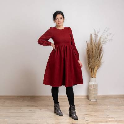 Valéria dámske menčestrové šaty bordo