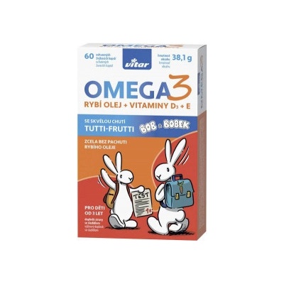 Vitar Kids Bob a Bobek Omega 3 rybí olej + vitaminy D3 + E 60 kapslí