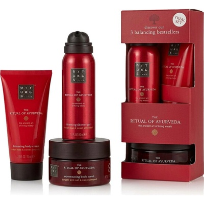 Rituals TRIAL SET AYURVEDA dárková sada The Ritual of Ayurveda sprchový gel 50 ml The Ritual of Ayurveda tělový krém 70 ml The Ritual of Ayurveda tělový peeling 125 g – Zboží Dáma