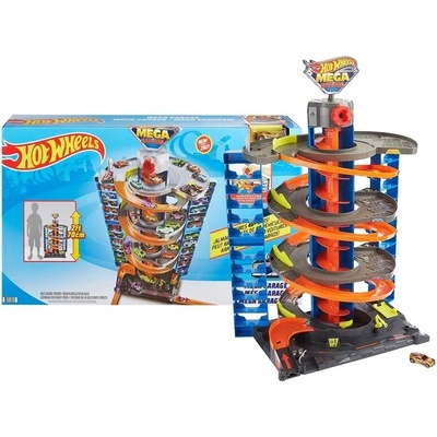Hot Wheels City Závodní Mega Garáž s Točitou Dráhou + autíčko 1:64