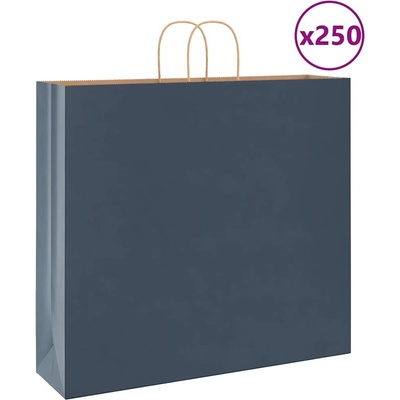 vidaXL Papírové tašky 250 ks s uchy Modrá 54x15x49 cm