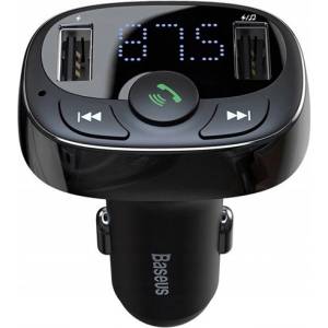 Baseus bluetooth FM предавател за кола, зарядно устройство 2 USB + microSD гнездо 12W, бързо зарядно устройство, ЧЕРНО CCTM-01 (CCTM-01)