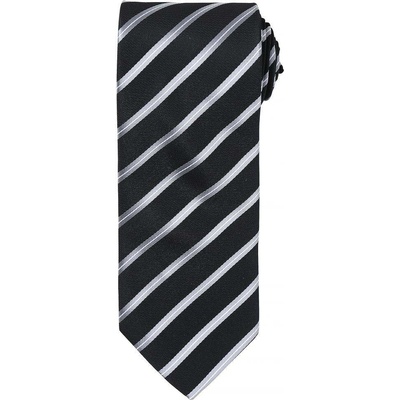 Premier Workwear Pruhovaná kravata Sports Stripe černá / stříbrná