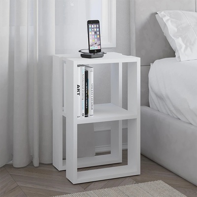 TopMebel Lonie меламинов нощен шкаф - странична масичка в бял цвят 34x30x55см