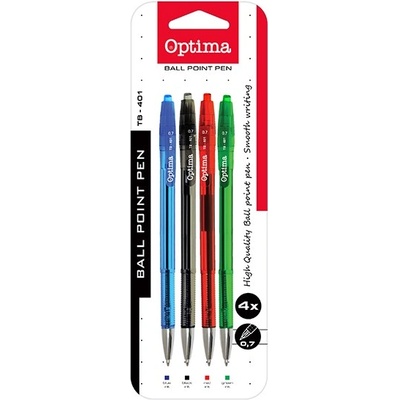 Optima Комплект химикалки OPTIMA с бутон TB 401 0, 7 mm в смесени цветове 4 бр. 10995 (10995)