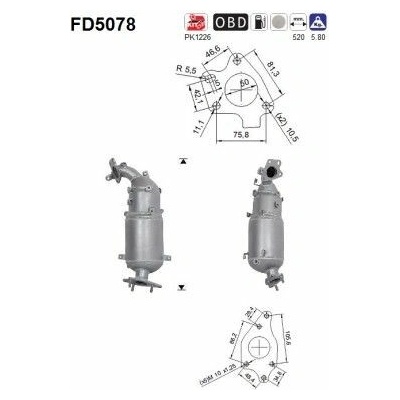 Filter sadzí/pevných častíc výfukového systému AS FD5078 FD5078