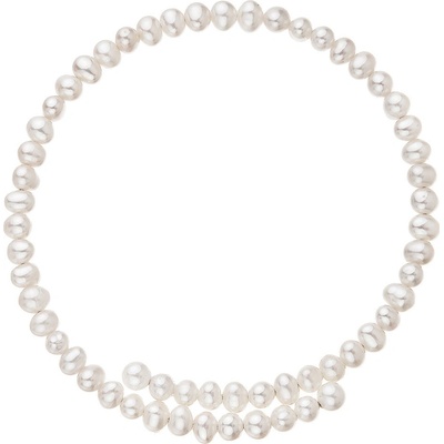 Pavona stříbrný náramek bílé říční perličky na paměťovém drátku 23020.1