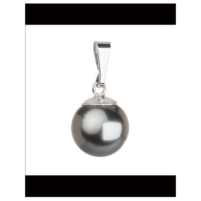 Evolution Group CZ Stříbrný přívěsek s šedou Swarovski kulatou perlou 34150.3