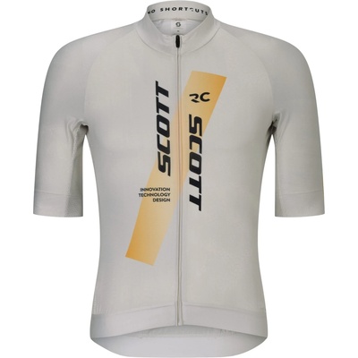 Scott Мъжка фланелка с къс ръкав за колоездене Scott Jersey Rc Pro S/S Cycling jersey - Cotton White / Gleam Orange - размер XL (056-4075-0214)