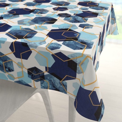 Biante bavlna čtvercový ubrus Sandra SA-574 Modré hexagony na bílém 110x110 cm