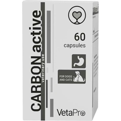 VetaPro CarbonActive tráviaci adsorbent pre psov a mačky 60 kapsúl