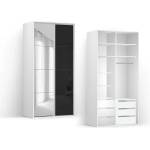 BRW Гардероб FLEX 120.7 / 66 / 240 см черен гланц / огледало (18/120-66-240/white/black-lustro/flex/brw)