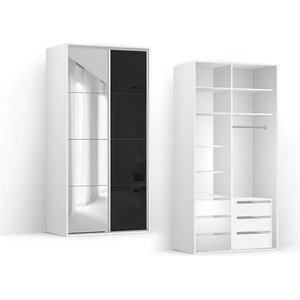 BRW Гардероб FLEX 120.7 / 66 / 240 см черен гланц / огледало (18/120-66-240/white/black-lustro/flex/brw)