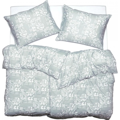 SCANquilt obliečky jersey text sivá biela 140x200 70x90