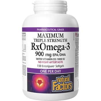 Natural Factors RxOmega 3 Maximum Triple Strength 1425 mg (900 mg EPA/DHA) With Vitamin D3 1000 IU [150 Гел капсули]