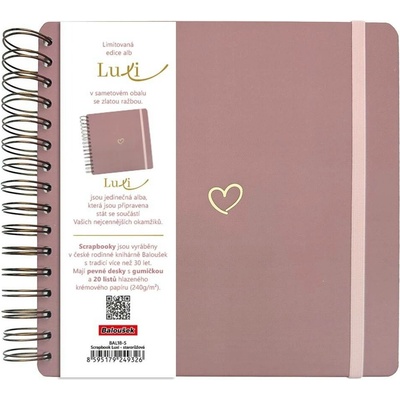 Baloušek Luxi - scrapbook 21 × 21 cm, lamino, starorůžový