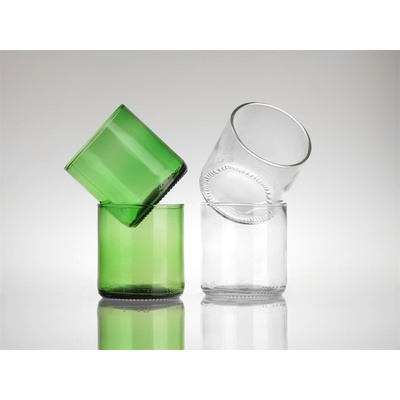 DT GLASS Upcyklovaná sklenka z lahve od minerálky čirá bez krabičky hromadné balení 80 mm 6 x 200 ml