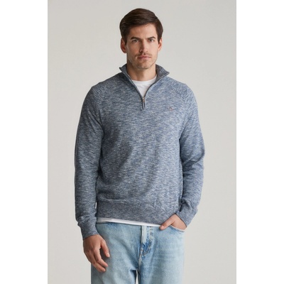 Gant Cotton Slub Half Zip Dusty Blue Sea