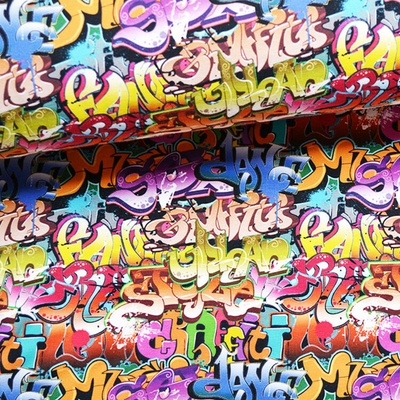 Takoy Látka softshell zimní - city graffiti se šedým fleecem