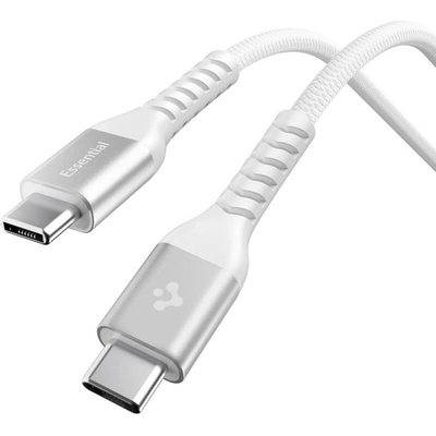 Spigen Кабел с бързо зареждане за устройства с USB-C порт - Spigen Essential Fabric USB-C to USB-C Cable 100W (бял) (100 см) (ACA11102)