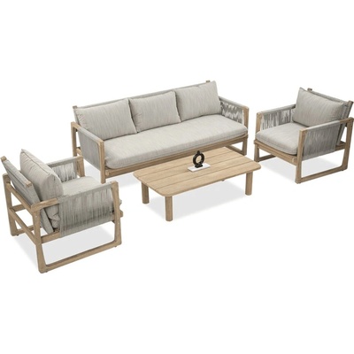 Furrore AMALFI CAFFE 3+1 záhradná drevená sedacia súprava, natural 005785
