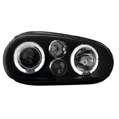 Кристални фарове Angel Eyes GOLF IV R32 - черни