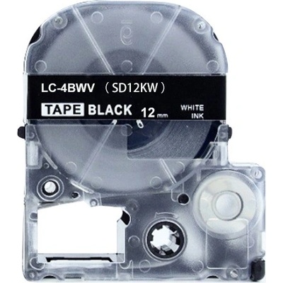 Compatible Epson LC-4BWV, SD12KW, 12mm x 8m, бял печат / черен фон, съвместима лента (LCSD12KW)