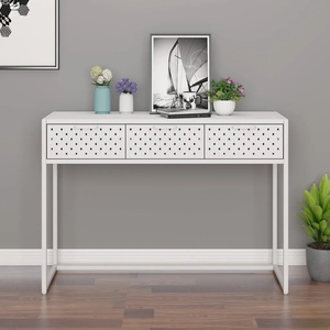 vidaXL Конзолна маса, бяла, 106x35x75 cм, стомана (335893)