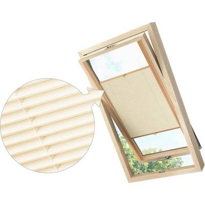 Zebra-shop Zastiňující roleta Plissé pro střešní okno Sv. Krémový melír PD300 Velux M06 borovice