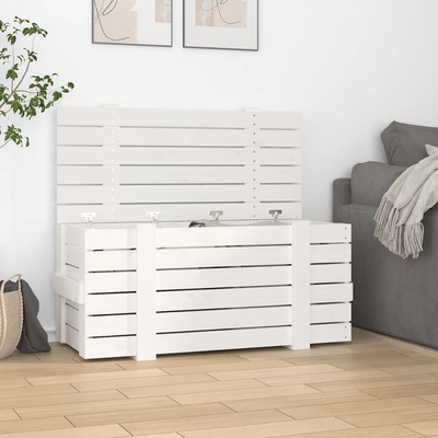 vidaXL Úložný box bílý 91 x 40,5 x 42 cm masivní borové dřevo