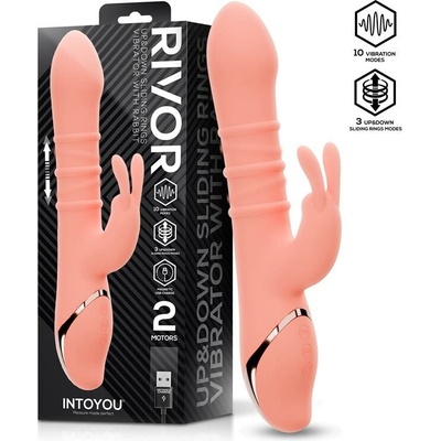InToYou Rivor Up & Down Sliding Rings Rabbit Vibrator Coral