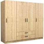 TopMebel Четирикрилен гардероб Victoria TopMebel от меламин в цвят дъб 200x60x181cm - topmebel - 1 052,88 лв