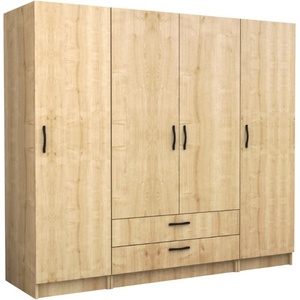 TopMebel Четирикрилен гардероб Victoria TopMebel от меламин в цвят дъб 200x60x181cm - topmebel - 987,07 лв