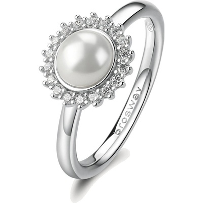 Brosway Stříbrný prsten se zirkony a perlou Fancy Infinite White FIW148