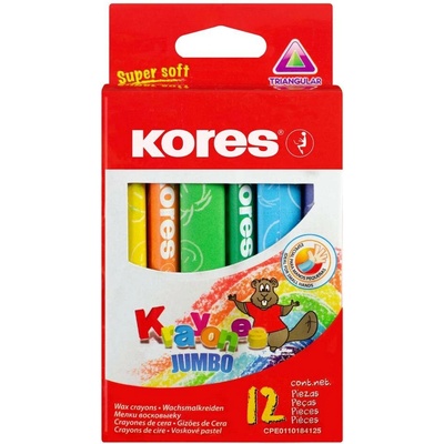 Kores Voskové pastelky trojhranné Kraynones 12 barev Jumbo 204840
