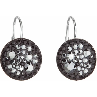 Swarovski elements strieborné visiaci náušnice 31176.5 hematite