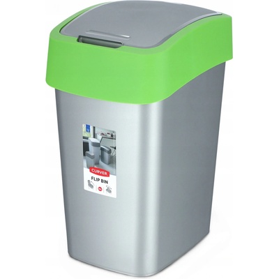Curver Flipbin 45 l stříbrná / zelená