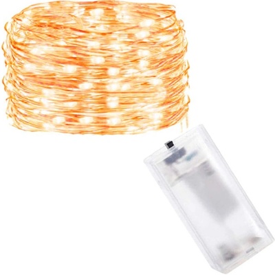 SPRINGOS LED reťaz Nano 1 m 10 LED 2x AA teplá biela