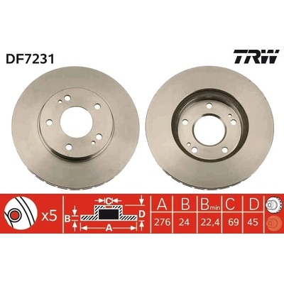 Brzdový kotúč TRW DF7231