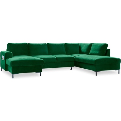 Miuform Зелен U-образен разтегателен диван от кадифе, десен ъгъл Lofty Lilly - Miuform (Lofty Lilly LCBKL-2Q-HAEECR KRO19)